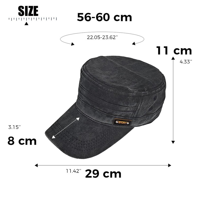 RUNQIU Military Design Solid Work Cap Retro Denim Military Cap