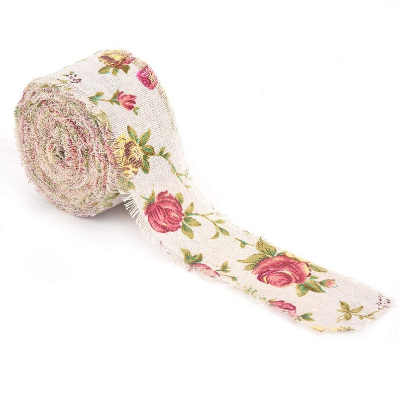 Hilitand Hessian Floral Ribbon, DIY Vintage Jute Ribbon, Rose Flower