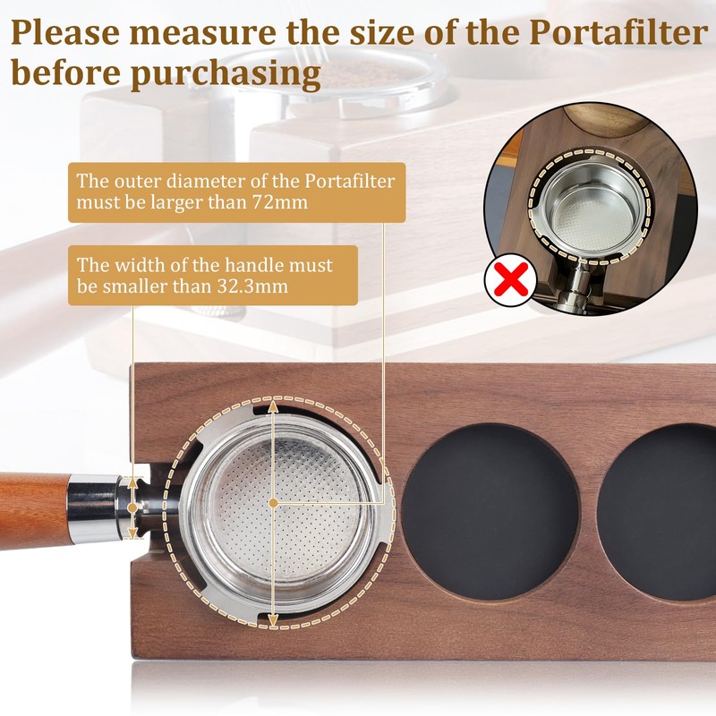 EFUTURETIME Tamper Station 51-54 mm Espresso Tamper Station Walnut Wood