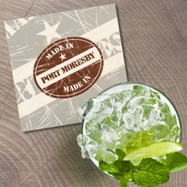 Unbranded Made In Port Moresby Grunge Travel 4'' X 4'' Square Wooden Coaster