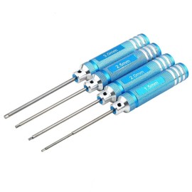 URBEST 4pcs Metal Hexagonal Hex Screw Driver Screwdrivers Tools Kit 1.5mm 2.0mm 2.5mm 3.0mm for RC Helicopter (Blue)