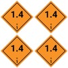 Stickers: 75 x 75 mm, 4 pieces, hazardous goods class,