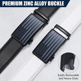 SANSTHS Ratchet Belts for Men 2 Pack, Mens Belts Leather for Dress with Adjustable Slide Buckle, Gift for Him 1 3/8"