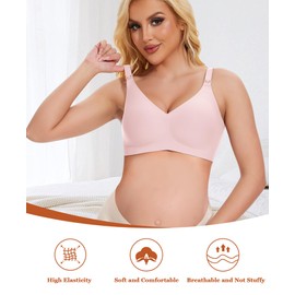 DOCUMO Nursing Bra for Women Wireless Comfort Pregnancy Bra No Underwire Maternity Bra Soft Seamless Breastfeeding and Sleep Bralette (Pink,Large)
