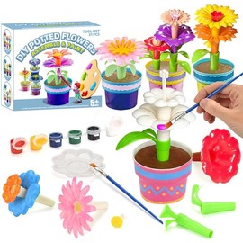 Kit de Pintura para Niños y Manualidade Pinturas para Niños set de arte para niñas,3D flores Regalo Kit de Pintura de Yeso Kit de pintura de flores de jardín, DIY juego de construcción de ramos