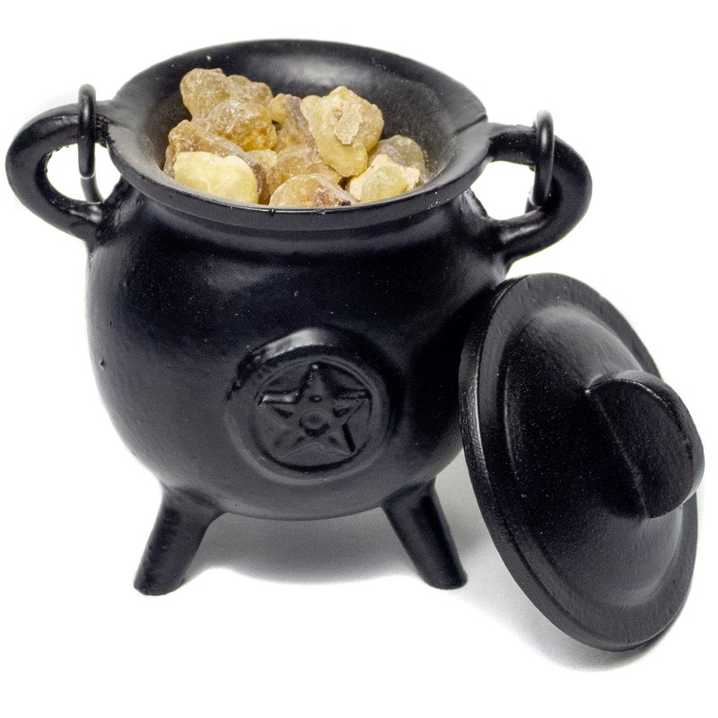 Cauldron Cast Iron Witchcraft Pentagram Incense Burner