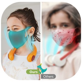 TOAOB Portable Neck Fan for Kids, Rechargeable, Personal Cooling Mini Fan, Wearable Bladeless Fan, 3 Speeds, USB Hanging Around Neck Fan for Outdoor Travel