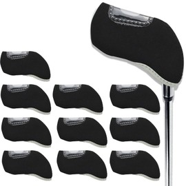 10Pcs Golf Covers Golf Wedge Headcovers Golf Club with See Through Window Clear Visible Head Covers Golf Accessories for Putters, Golf Beginner, Women Men (Black)