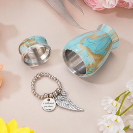 SOITIS Small Urns for Human Ashes Keepsake, 2.83 Inches Memorial Urn for Women Men, Aluminum Cremation Urns for Human Ashes-Sky Blue with Wing Urn