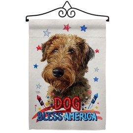 Breeze Decor Patriotic Welsh Terrier Garden Flag Set Wall Hanger Dog Puppy Spoiled Paw Canine Fur Pet Nature Farm Animal Creature House Banner Small Yard Gift Double-Sided, Made in USA