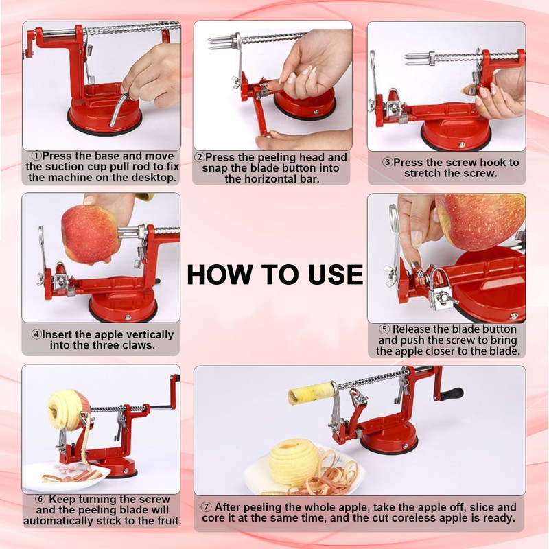 Apple Peeler, Apple Peeler Slicer Corer, Durable Hand-Operated Fruit Peeler