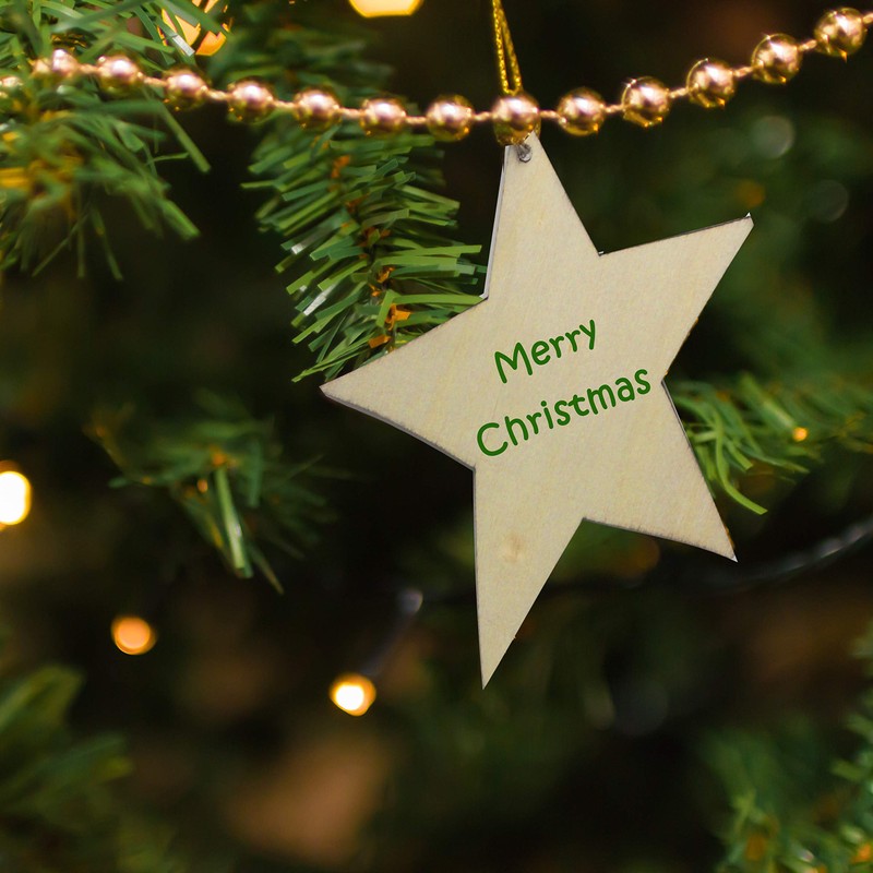 100pcs Wooden Stars for Crafting Christmas Tree Decorations Baubles for