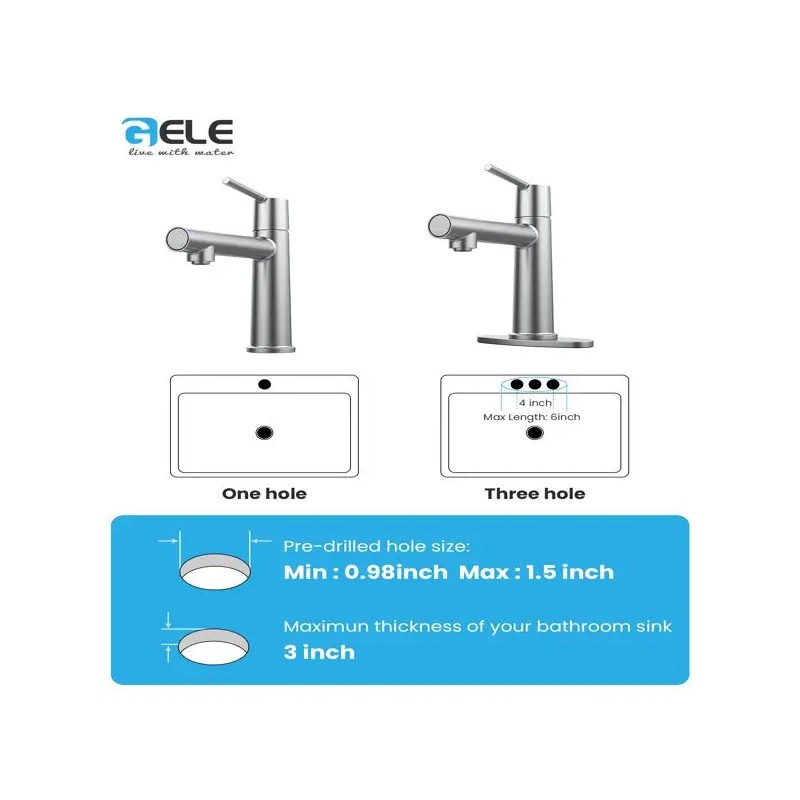 Chrome Single Handle Deck Mount Bathroom Faucet 1-3 Holes with