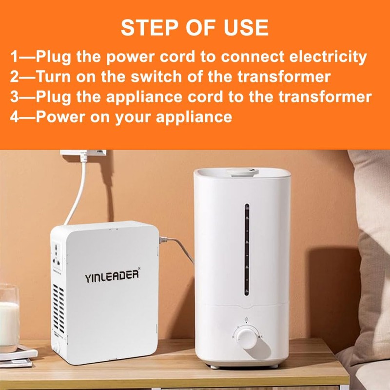 Yinleader 1500w 110v-120v to 220v-240v Step Up Transformer Power Voltage