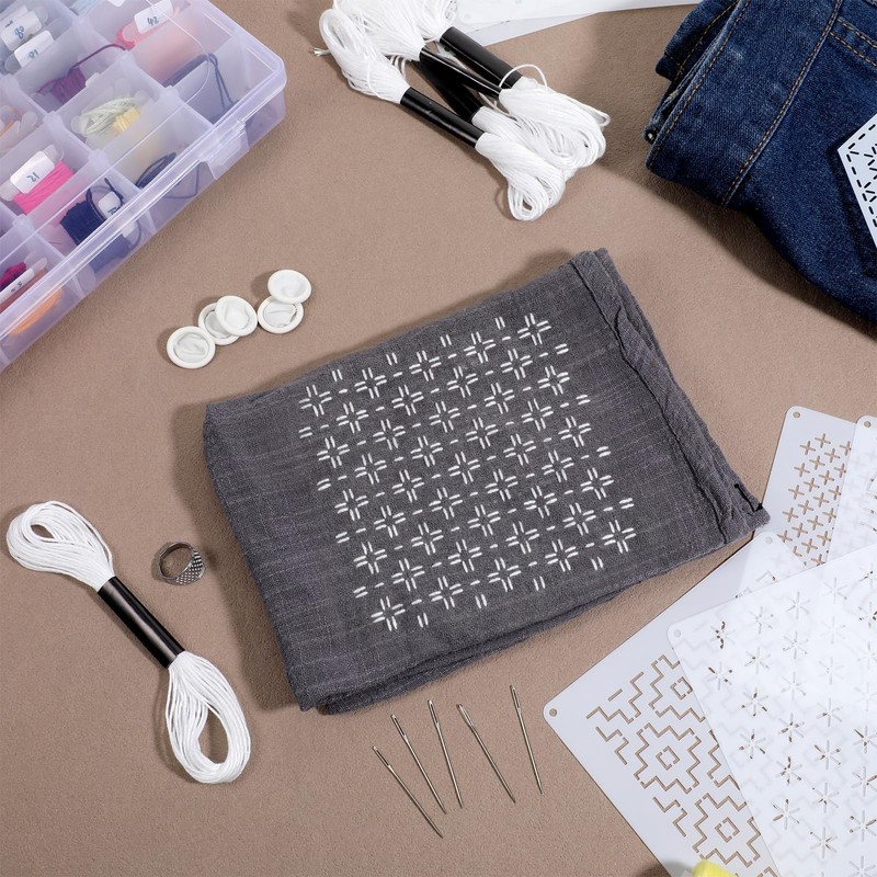 24 Pcs Sashiko Stencil Kit, 8Pcs 4.7 x 4.7 Inch