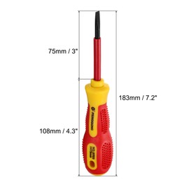 QUARKZMAN 2 pieces 1000 V slotted insulated magnetic electrician screwdriver, 5 mm x 75 mm, CR-V electrician, flat head screwdriver