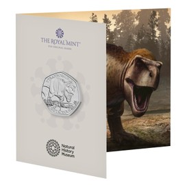 CrawleyCoins 2024 Dino – 01 Tyrannosaurus Rex T-Rex Dinosaur 50p Brilliant Uncirculated Coin in Mint Pack