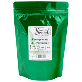 Simpli-Special Pomegranate Dragon Fruit Premium Green & White Loose Leaf Tea Blend | Hunan Province Green Tea and White Pai Mu Tan | Real Fruit Pieces and Chinese Tea | 100g in Resealable Pouch