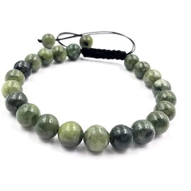 GREEN JADE Natural Healing Power Gemstone Crystal Beads Unisex Adjustable macrame Bracelets, green jade natural stone (Green, One size)