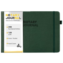 Homlive Notary Journal Log Book, Notary Book with 390 Record Entries, 10"X7" Notary Log Books Notarial Public Journal for Notarial Acts, Hardcover, 120gsm Thick Numbered Pages, Green
