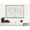Kate and Laurel Sylvie World Map Sketch Framed Linen Textured
