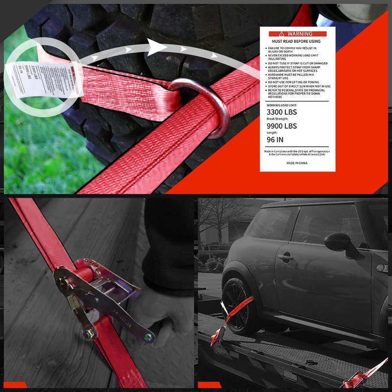 Car Tie Down Straps for Trailers (4PK) – 2'' X