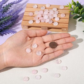 Crafans 50Pcs 8mm Half Round Gemstone Cabochons Natural Rose Quartz Flat Back Stone Cabochons Domes No Hole Healing Power Stone Chakra Crystal Beads for Jewelry Making