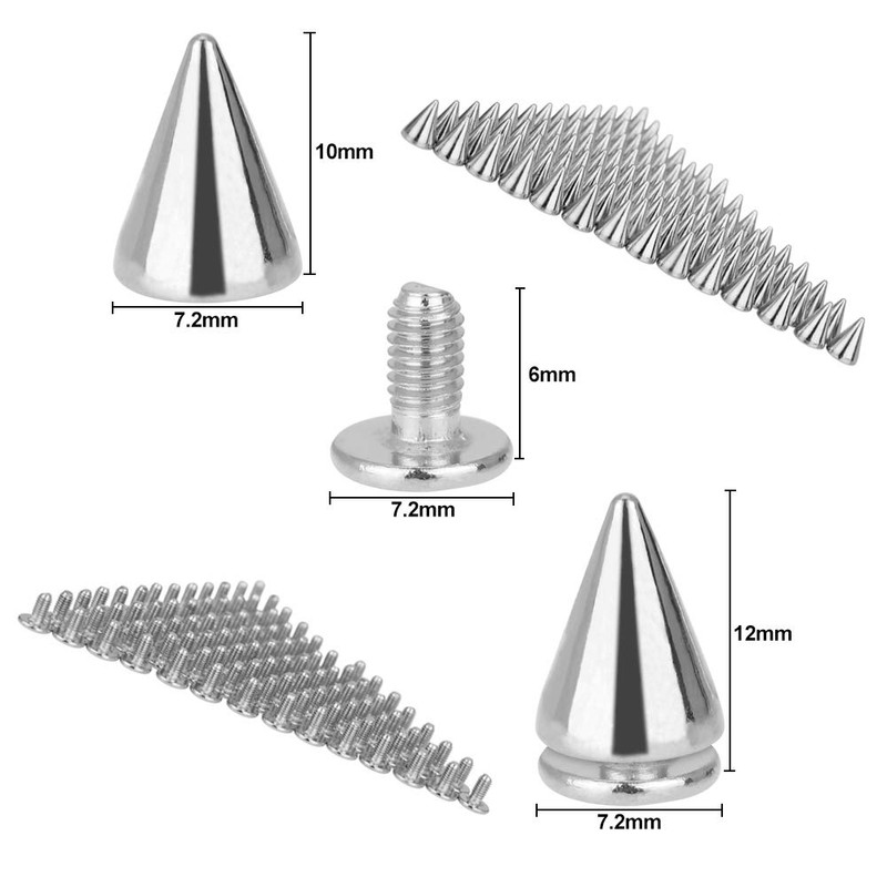 XAVSWRDE Pack of 100 Decorative Rivets Punk Rivets Silver Metal