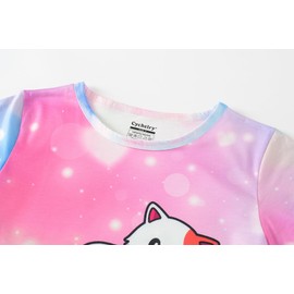 CYCHELRY Teen Girls Nightgowns-Trendy Green Avocado Cat Short Sleeve Sleepwear Cute Nightdress Tween Pajamas Size 16