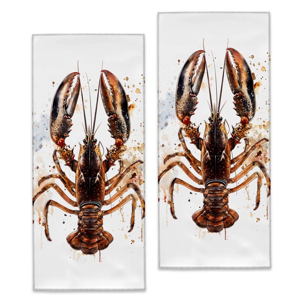 Turamurra Lobster Art Hand Towels - 2 Pack, 14.5" X