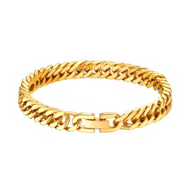 Bandmax Men's Women's Stainless Steel Chain Cuban Curb Bracelet 8 mm/12 mm/17 mm Wide Curb Chain Bracelet 19/21/23 cm Chain Boys Girls Jewellery, Stainless Steel