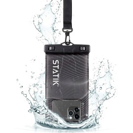 Statik MarCase Waterproof Phone Pouch - IPX8 Floating Waterproof Bag, Light Reflective Stripes for Easy Phone Retrieval, Designed with WakeSurf World Champion Noah Flegel, Phones up to 7 inch (Black)