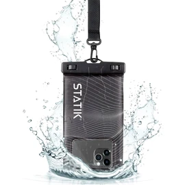 Statik MarCase Waterproof Phone Pouch - IPX8 Floating Waterproof Bag, Light Reflective Stripes for Easy Phone Retrieval, Designed with WakeSurf World Champion Noah Flegel, Phones up to 7 inch (Black)