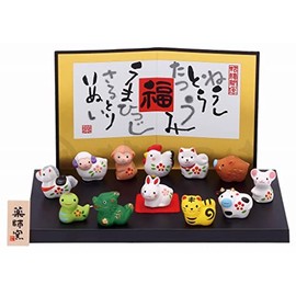 Nishiki Congratulatory Zodiac Ornament [Height 0.8 - 1.0 inches (2 - 2.5 cm) x Width 0.8 - 1.2 inches (2 - 3 cm)