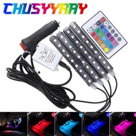 CHUSYYRAY LED Interior Car Kit Under Dash Footwell Seats Inside RGB Lighting remote 7color