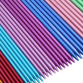 55pcs Double Pointed Needles Aluminum Alloy Straight Knitting Needles Set Knitting Pins for Sleeves and Hat Crowns