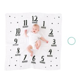Pearhead Baby Milestone Blanket, Newborn Monthly Milestone Photo Prop, Baby Girl or Baby Boy Keepsake Gift, New or Expecting Mom Gift, Large, Polka Dot