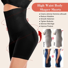 Tummy Control Shapewear Shorts for Women High Waist Body Shaper Seamless Thigh Slimmer Butt Lifting Panties Black