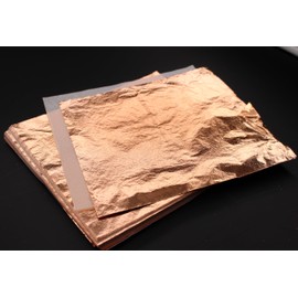 JINRUISI 100 Sheets 14X14cm (5.5" X 5.5") Copper Leaf Sheet for Arts, Gilding Crafting, Painting, Furniture Decoration, Gold Foil Sheets,Loose Leaf Interleaved