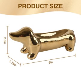 PASDUCHAS Dachshund Ring Holder, Weiner Dog Ceramic Trinket Tray for Women Men