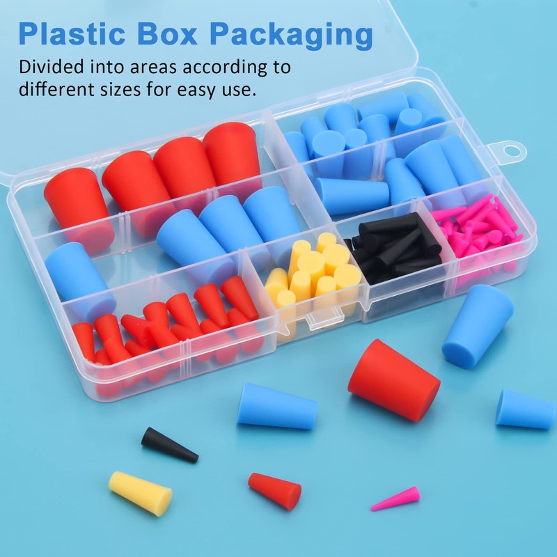 110PCS Silicone Rubber Tapered Plug, Coldairsoap High-Temperature Resistant Rubber Stoppers