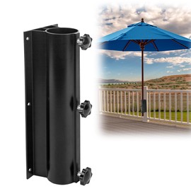 YZZHAJ Patio Umbrella Holder, Adjustable Outdoor Umbrella Base, Metal Umbrella Clamp Mount Bracket Outdoor for Deck Railing,Courtyard,Garden