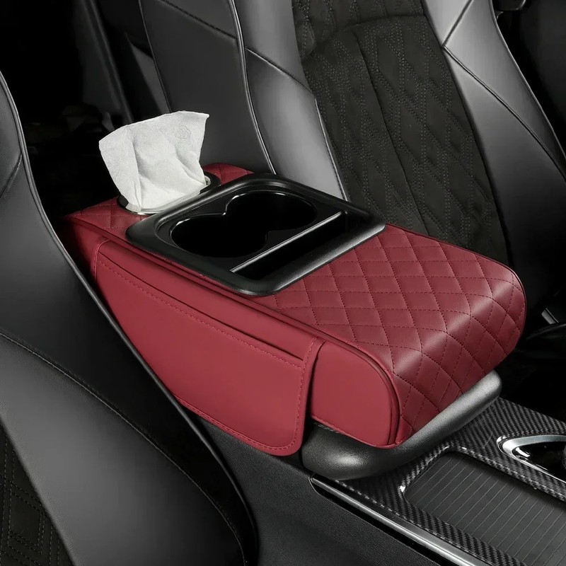 Car Center Console Armrest Storage Box with Heightening Cushion and