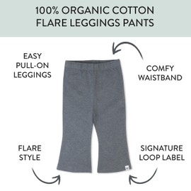 HonestBaby Multipack Leggings Skinny, Flare and Cargo Pants Organic Cotton for Infant Baby Girls, Toddlers, Little Kids, Black Ombre, 7 Years