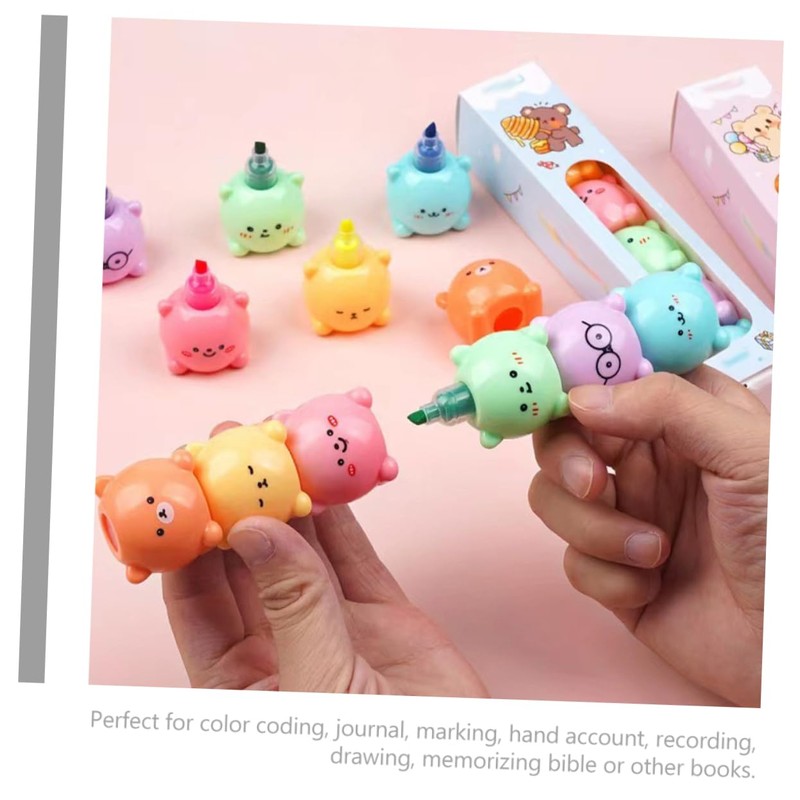 Tofficu 1 Set Bear Highlighter Bear Pens Pastel Highlighters Kawaii