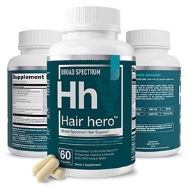 Essential Elements Hair Hero - Vitaminas para el cabello para hombres - Soporte de amplio espectro con 5000 mcg de biotina - 60 unidades - 30 porciones
