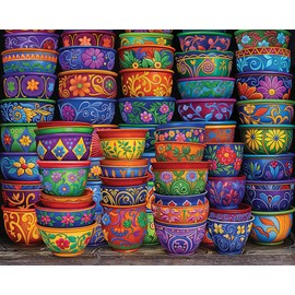 White Mountain Bowled Over Art Puzzles for Adults 500 Pieces Unique Collage Jigsaw Puzzle for Family