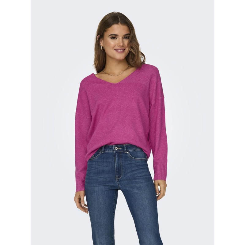 ONLY Women's Onlrica Life L/S V-Neck Jumper KNT Noos, Raspberry