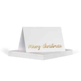 Christmas name place cards | folded table name cards for party Christmas eve/day | 10 name cards for table setting | Christmas place name cards to personalise (Simple gold)