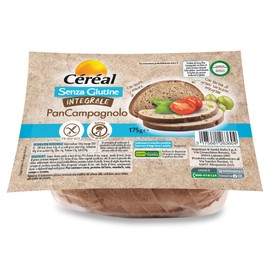 CÉRÉAL PAN CAMPAGNOLO INTEGRALE, Pane senza glutine e lattosio, Con lievito madre, A base di farina di grano saraceno integrale, ottimo per colazione, pranzo e cena, 175 gr